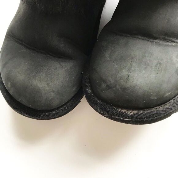 UGG black Ellie fur cuffed boots GUC size 2 youth - Picture 5 of 6